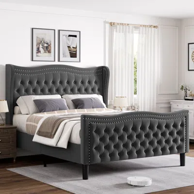Streamdale Furniture Streamdale Luxe Wingback Velvet Bed
