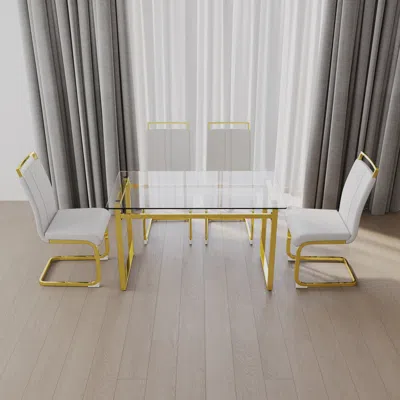 Streamdale Furniture Streamdale Luxurious 5-piece Dining Set Glass Table