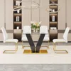 Streamdale Furniture Streamdale Luxurious 6-piece Dining Set Tempered Glass Table And 4 Pu Chairs
