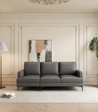 Streamdale Furniture Streamdale Luxurious 77" Leather Sofa With Tech Outlets