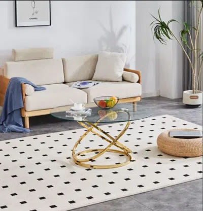 Streamdale Furniture Streamdale Luxurious 80cm Clear Glass Coffee Table With Sleek Metal Base In Gold