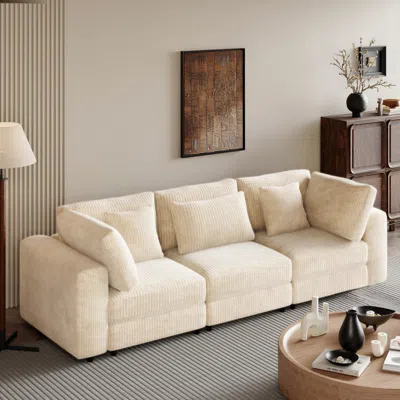 Streamdale Furniture Streamdale Luxurious And Durable Corduroy Sofa With Ample Space And Easy Assembly