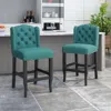 Streamdale Furniture Streamdale Luxurious Button-tufted Teal Counter Stools With Wingback Design