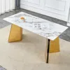 Streamdale Furniture Streamdale Luxurious Cold Stone Dining Table (63"x31.5"x30") With Butterfly Legs