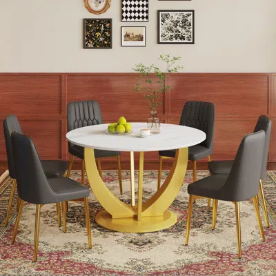 Streamdale Furniture Streamdale Luxurious Dining Set 47"x47" Table, 6 Chairs