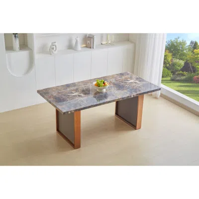 Streamdale Furniture Streamdale Luxurious Faux Marble Dining Table For 6-8