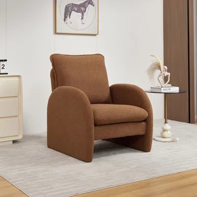 Streamdale Furniture Streamdale Luxurious Lamb Fabric Sofa With Cozy Toss Pillows For Ultimate Comfort In Brown