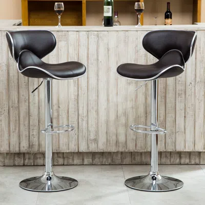 Streamdale Furniture Streamdale Luxurious Modern Air Lift Bar Stools With Adjustable Faux Leather Cushions (set Of 2)