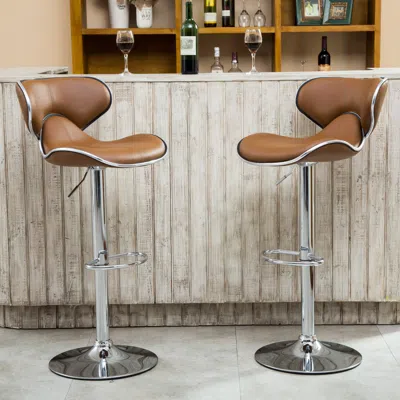 Streamdale Furniture Streamdale Luxurious Modern Air Lift Bar Stools With Adjustable Faux Leather Cushions (set Of 2)