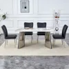 Streamdale Furniture Streamdale Luxurious Pandora Sintered Stone Table & Pu Chairs Set