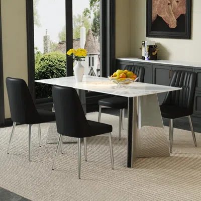 Streamdale Furniture Streamdale Luxurious Sintered Stone Dining Set - 4 Chairs