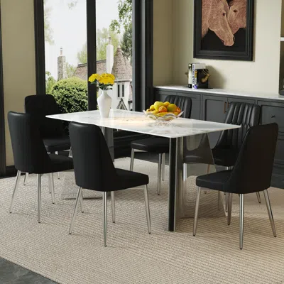 Streamdale Furniture Streamdale Luxurious Sintered Stone Dining Set (table & 6 Chairs)