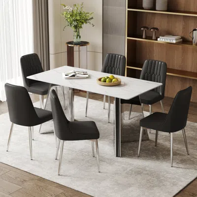 Streamdale Furniture Streamdale Luxurious Sintered Stone Table & 6 Chairs Set
