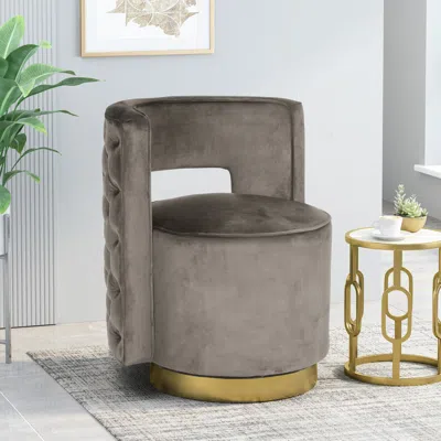 Streamdale Furniture Streamdale Luxurious Swivel Club Chair Modern Glam Appeal With Velvet Upholstery In Gray