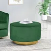 Streamdale Furniture Streamdale Luxurious Swivel Ottoman In Jewel-like Velvet With Metallic Base