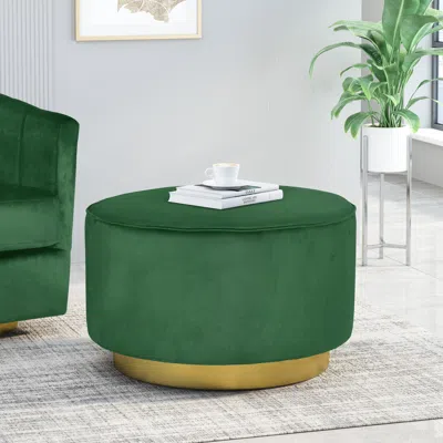 Streamdale Furniture Streamdale Luxurious Swivel Ottoman In Jewel-like Velvet With Metallic Base