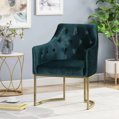 Streamdale Furniture Streamdale Luxurious Velvet Club Chair: U-base, Tufted Elegance, Iron Strength