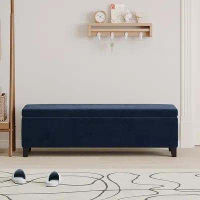Streamdale Furniture Streamdale Luxurious Velvet Storage Ottoman With Spacious Storage And Versatile Use In Blue