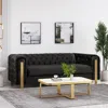 Streamdale Furniture Streamdale Luxurious Velvet Tuxedo Sofa With Golden Accents