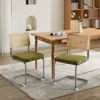 Streamdale Furniture Streamdale Luxurious Velvet Upholstered Armchair With Rattan Back And Steel Pipe Frame