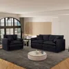 Streamdale Furniture Streamdale Luxury Chenille Loveseat & Armchair Set - Black