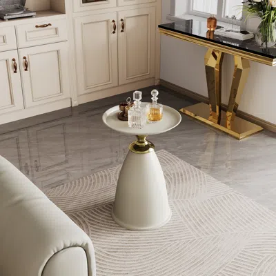 Streamdale Furniture Streamdale Luxury Design Iron End Table In White