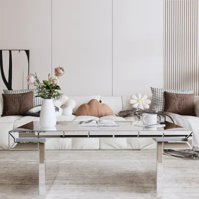 Streamdale Furniture Streamdale Luxury Fluted Glass Coffee Table