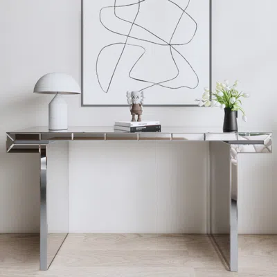 Streamdale Furniture Streamdale Luxury Fluted Mirror Console Table