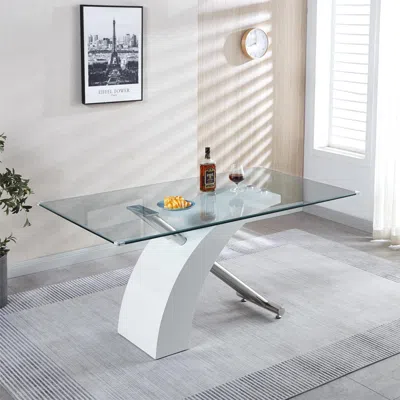 Streamdale Furniture Streamdale Luxury Glass Top Dining Table - Modern Design (2 Colors)