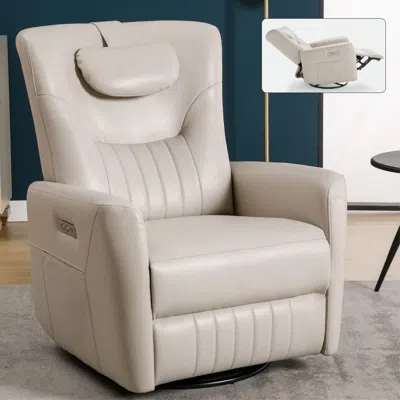 Streamdale Furniture Streamdale Luxury Power Recliner With Massage, Usb, And Neck Pillow