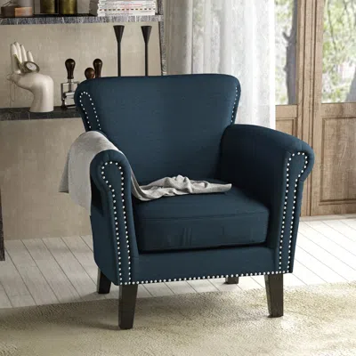 Streamdale Furniture Streamdale Luxury Upholstered Club Chair With Elegant Nailhead Trim