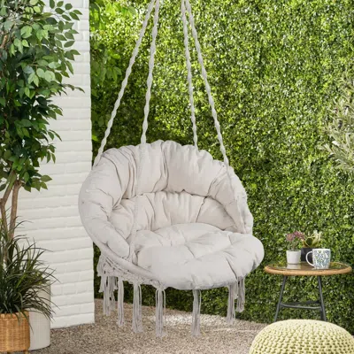 Streamdale Furniture Streamdale Macrame Swing Chair For Indoor And Outdoor With Cushion