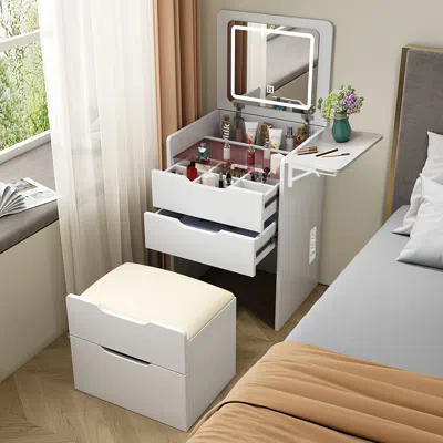 Streamdale Furniture Streamdale Makeup Vanity Desk Set With Mirror, Lights & Charging