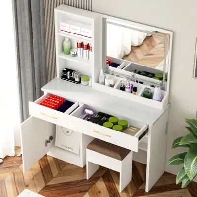 Streamdale Furniture Streamdale Makeup Vanity Desk With Lighted Mirror & Stool