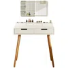 Streamdale Furniture Streamdale Makeup Vanity Desk With Lights & Mirror, 3 Color Modes, 2 Drawers, White 31.5" In White