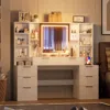 Streamdale Furniture Streamdale Makeup Vanity Desk With Mirror & Lights, 59" Large Vanity Table In White