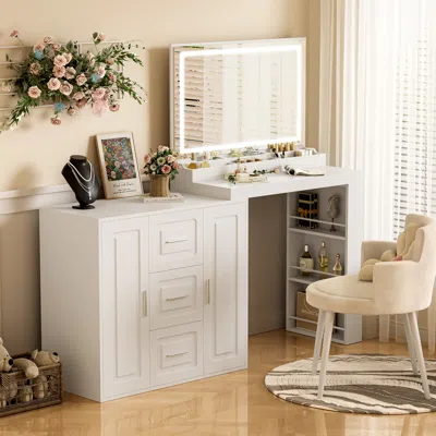 Streamdale Furniture Streamdale Makeup Vanity Desk With Mirror & Storage