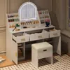 Streamdale Furniture Streamdale Makeup Vanity With Lighted Mirror, Stool, Drawers & Cabinets - White In Neutral