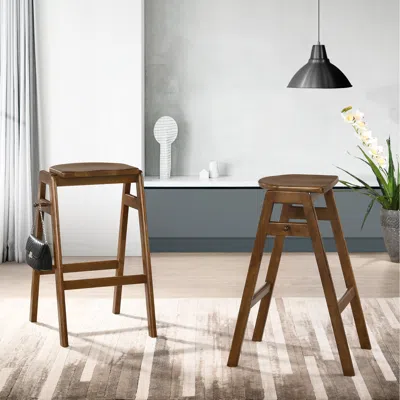 Streamdale Furniture Streamdale Malvern Mid-century Modern Wood Stackable Barstools, Set Of 2