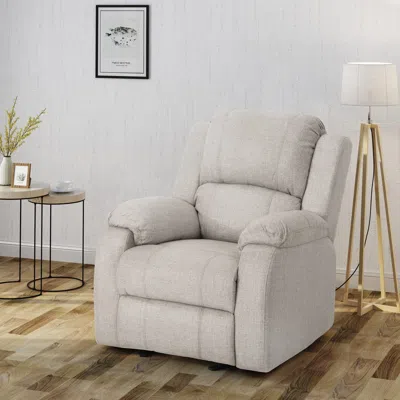 Streamdale Furniture Streamdale Manual Recliner Chair In Beige Linen Fabric, Dimensions 34.5" X 39" X 39 In Neutral