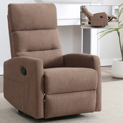 Streamdale Furniture Streamdale Manual Recliner Chair With Rocker And Swivel In Fabric For Living Room, Brown