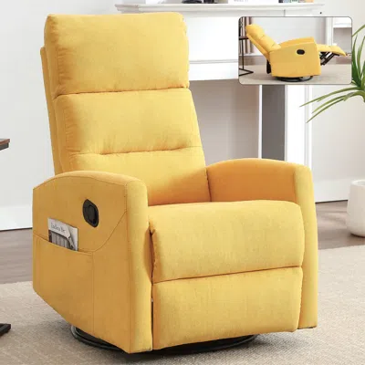 Streamdale Furniture Streamdale Manual Recliner Chair With Rocker And Swivel In Fabric For Living Room, Yellow