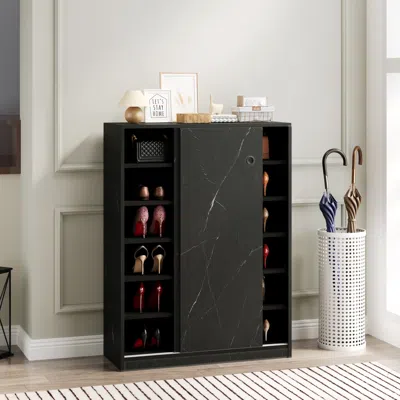 Streamdale Furniture Streamdale Marble 6-layer Shoe Cabinet With Sliding Door