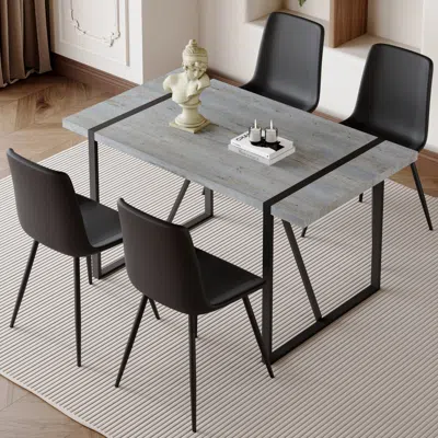 Streamdale Furniture Streamdale Marble Dining Set With Metal Frame And Pu Cushions
