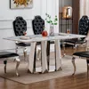 Streamdale Furniture Streamdale Marble Dining Table For 6, 70" Faux Marble Rectangle Table With Stainless Steel Base (sil