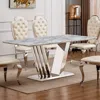 Streamdale Furniture Streamdale Marble Dining Table For 6, 70" Faux Marble Rectangle Table With Stainless Steel Base (sil