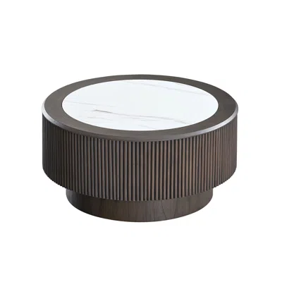 Streamdale Furniture Streamdale Marble Pattern Coffee Table - Round, Dark Brown
