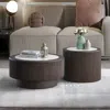 Streamdale Furniture Streamdale Marble Pattern Coffee Table Set - Round End Tables, Dark Brown In Brown