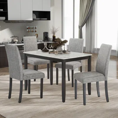 Streamdale Furniture Streamdale Marble-style Dining Table For 4