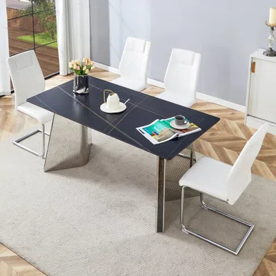 Streamdale Furniture Streamdale Marble Table W/ 4 Pu Chairs